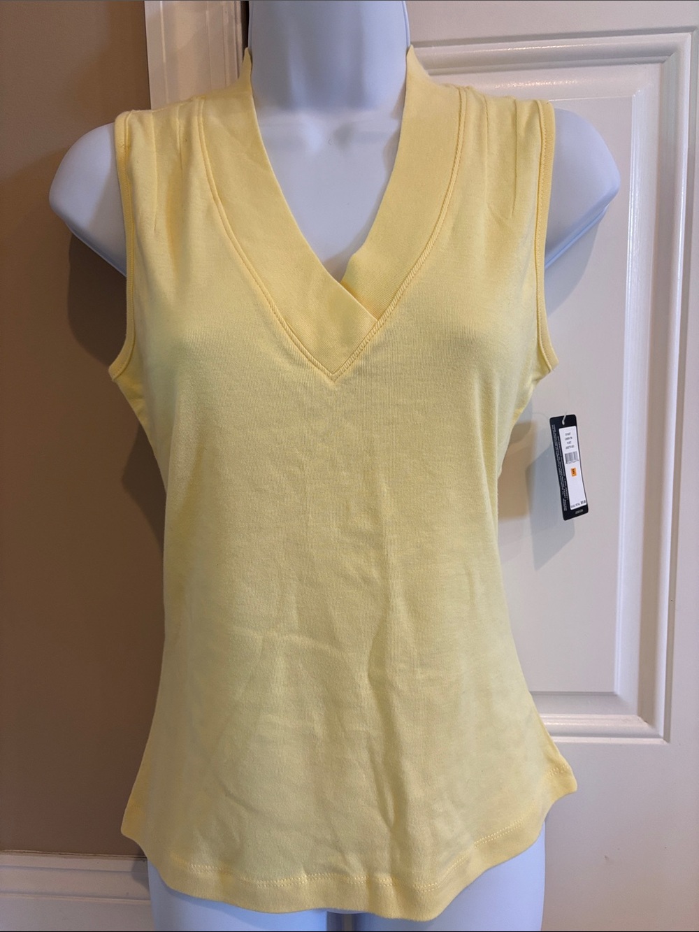 Jockey Soft V‑Neck Sleeveless Cotton Tank Top - Pale Yellow